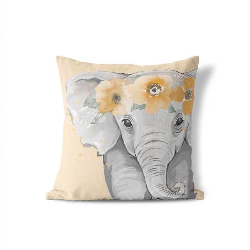 Coussin Elephant, H 18 po x l 18 po