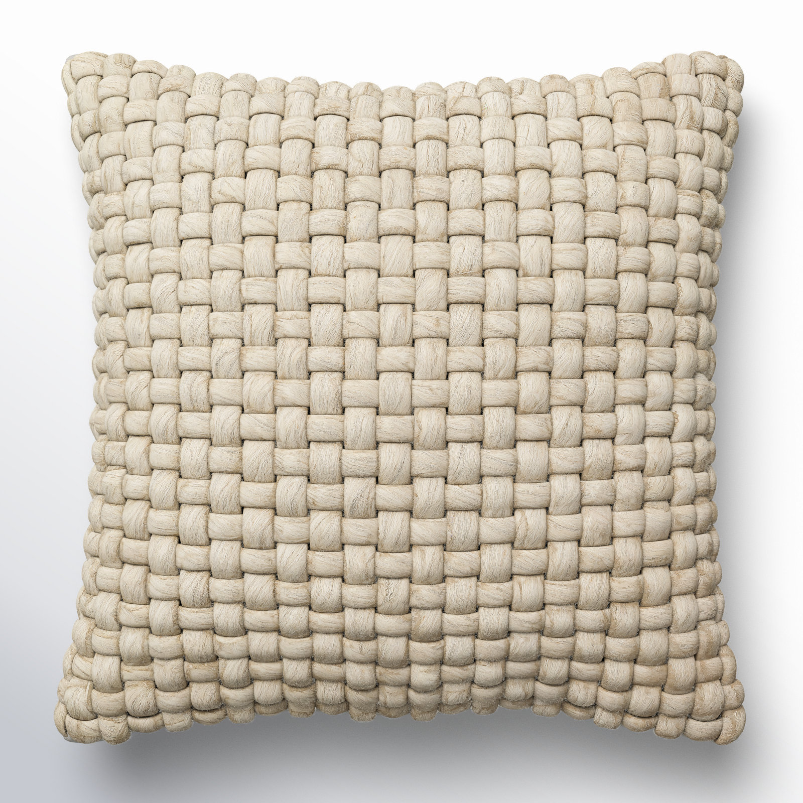 Belel Wool, Cotton Throw Pillow, 18" x 18", Down, Taupe