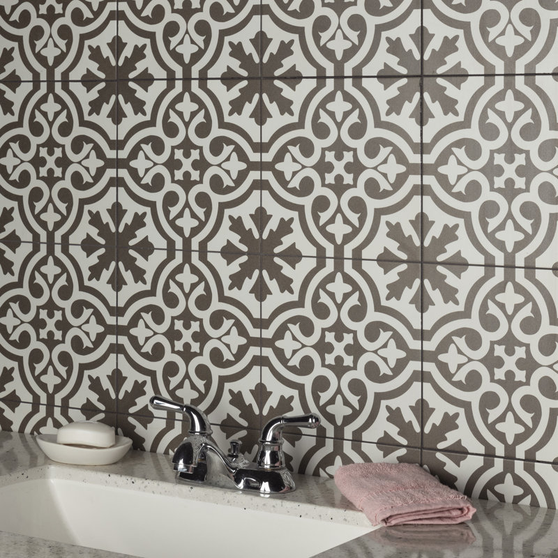 Berkeley 17.63" x 17.63" Wall & Floor Tile, Charcoal Brown