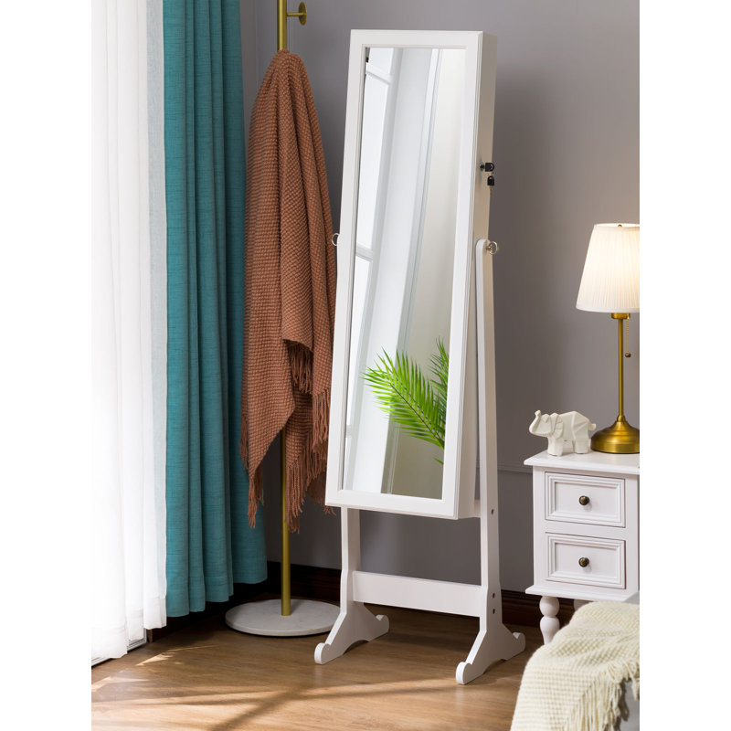 Armoire à bijoux avec miroir Dharmendr, Blanc