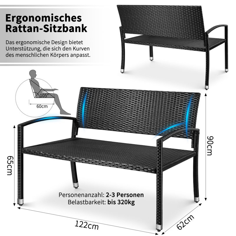 Garden Bench, Black