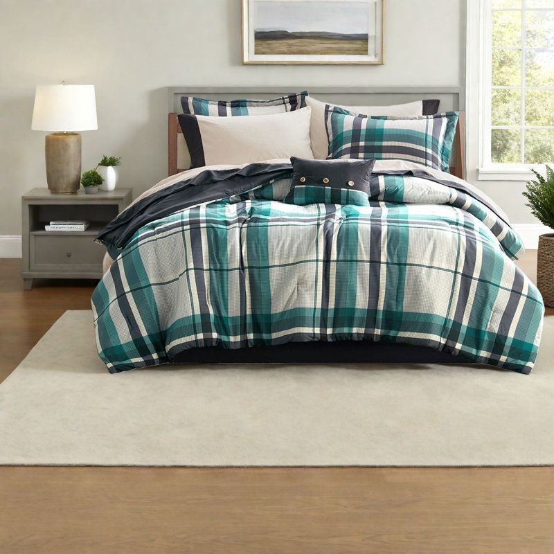 Ensembles de literie double confortables, luxueux en microfibre, style maison écossais classique