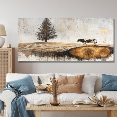 «Cow Into A Bold Farm Landscape II», impression d'art sur métal de campagne