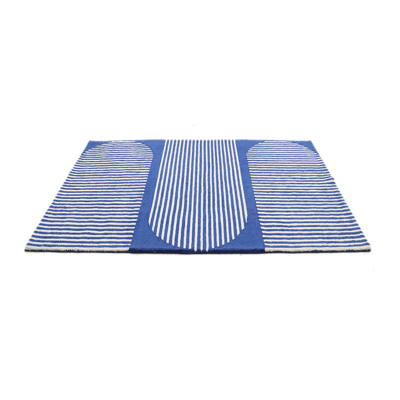 Echo Geometric Area Rug in Blue/Ivory, Runner 2'6" x 12'