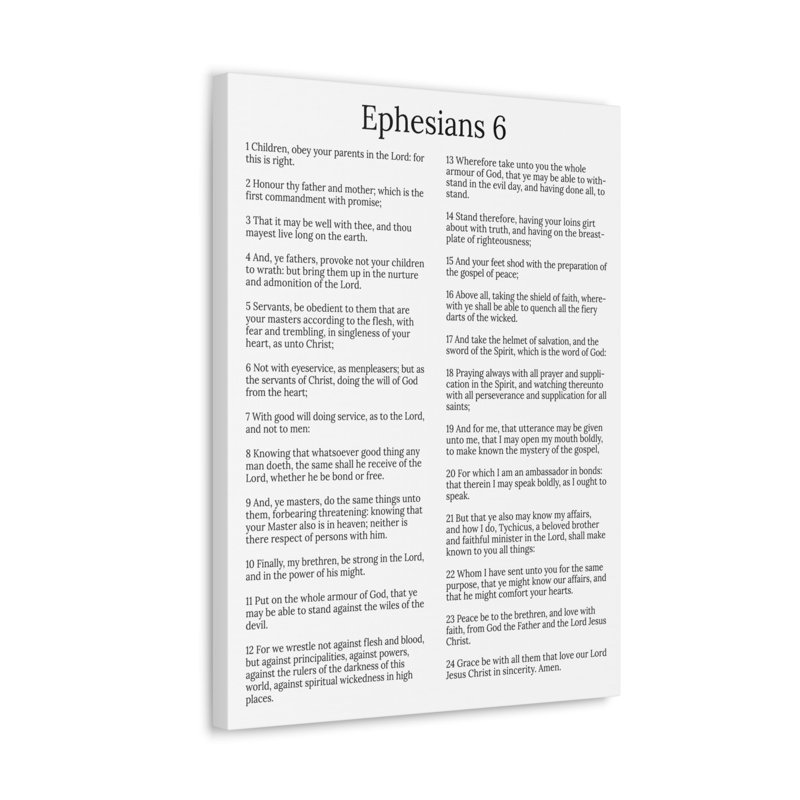 «Ephesians chapître 6», reproduction d'art mural blanc, H 24 po x l 18 po