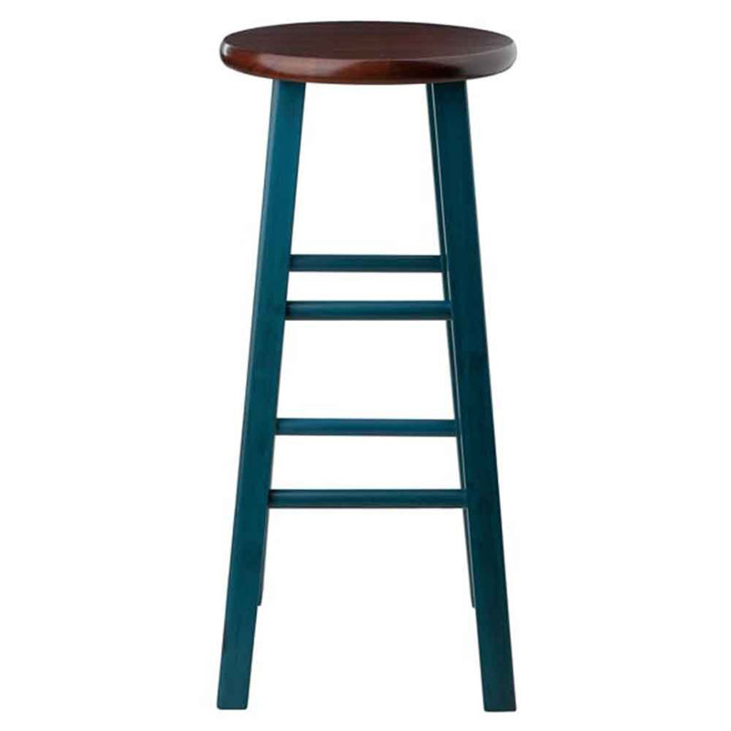 Flewellyn Solid Wood Counter Stool, Blue/Brown