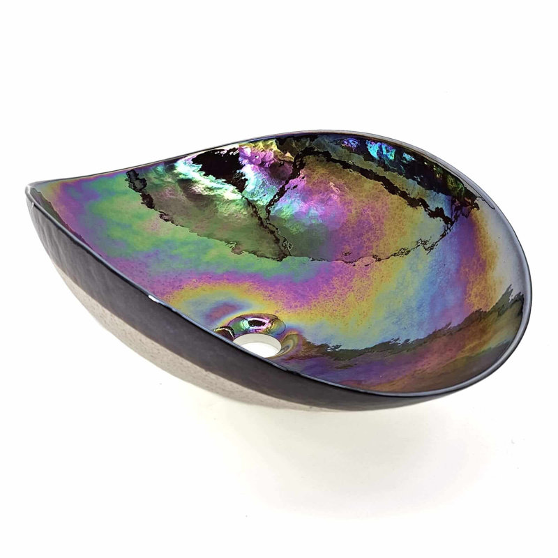 Ruvati 13.5'' Glass Oval Bathroom Sink, Chestnut Brown