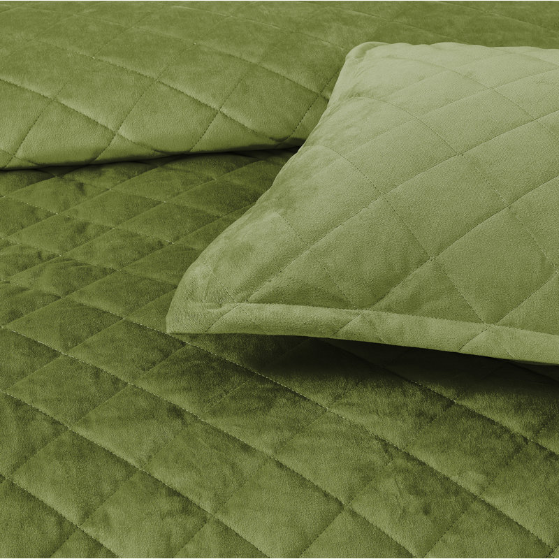 Polyester Coverlet with Pillow Shams Included, Avocado
