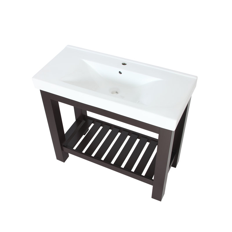 Bise 40'' Single Bathroom Vanity with Ceramic Top, Espresso