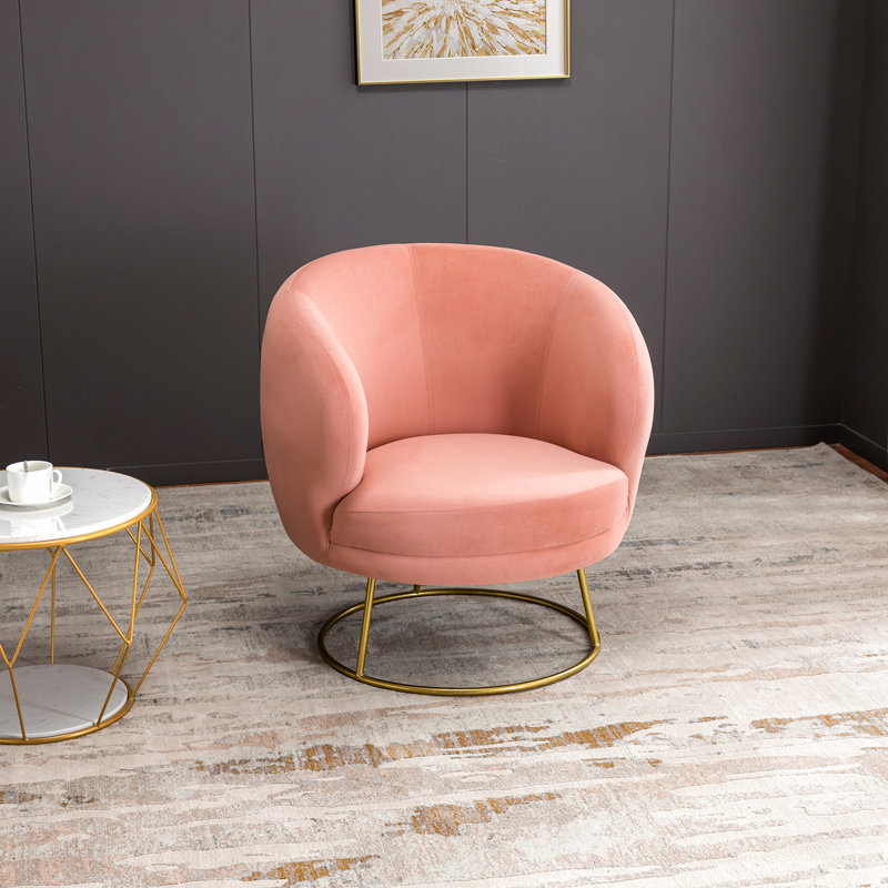 Fauteuil demi-tonneau 28,4 po, Velours rose