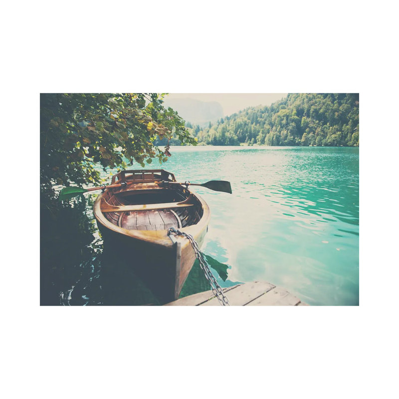 A Row Boat On Lake Bled In Slovenia by Laura Evans - Gallery-Wrapped Canvas Giclée on Canvas, Wrapped Canvas