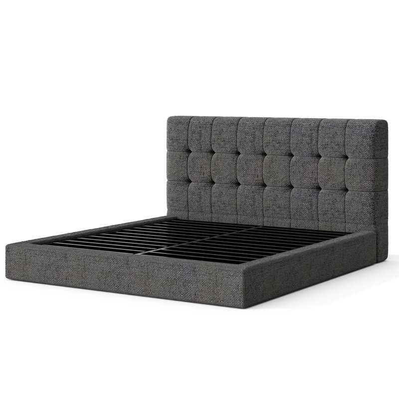 Lit plateforme grand capitonné, Queen, Gray