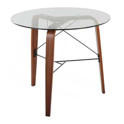 Trilogy Mid-century Modern Round Dinette Table in Wood With Clear Glass Top By Corrigan Studio®