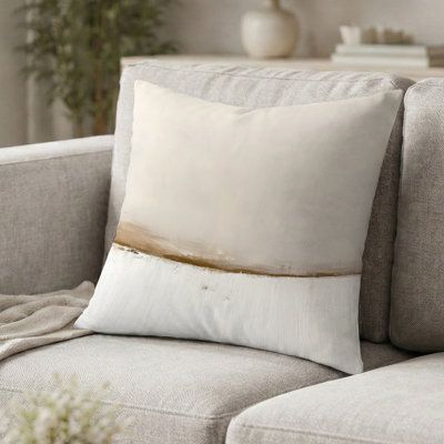 Coussin décoratif blanc à lignes abstraites - Coussin décoratif à imprimé minimaliste