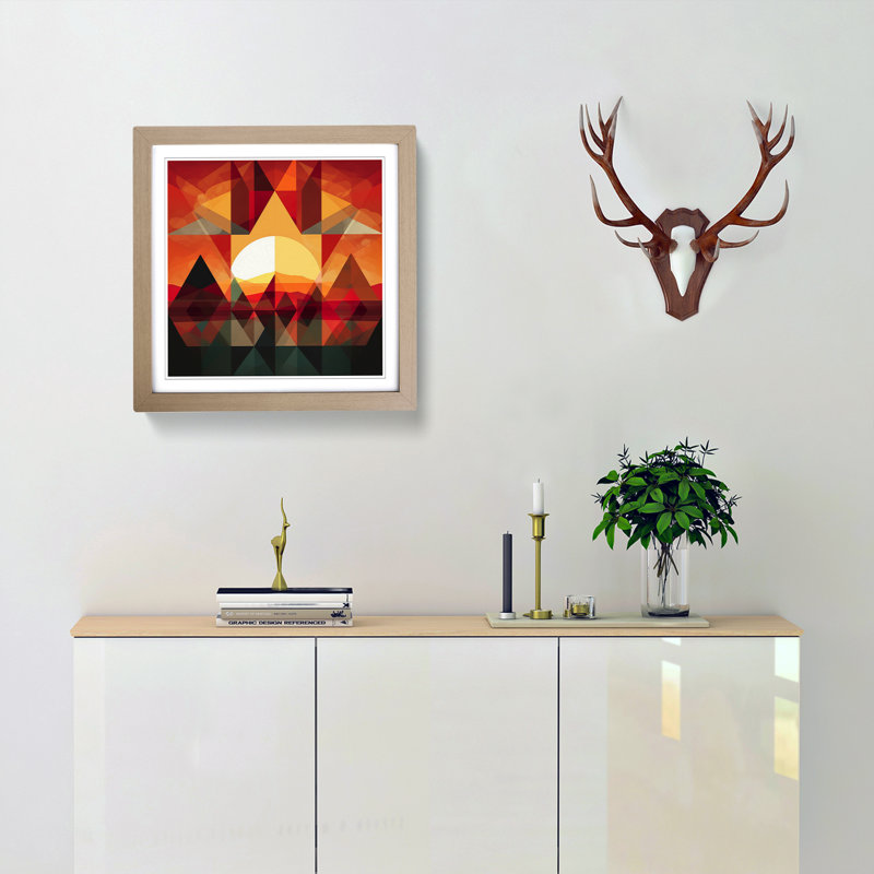 Sunrise Geometric No.2 - Framed Print, Oak