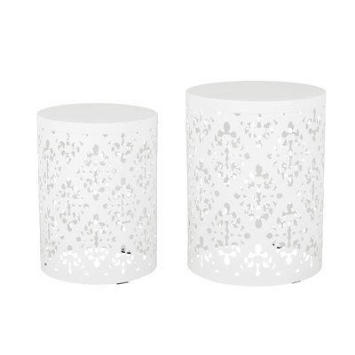 Faliha Powder-Coated Iron Cut Round Side Table
