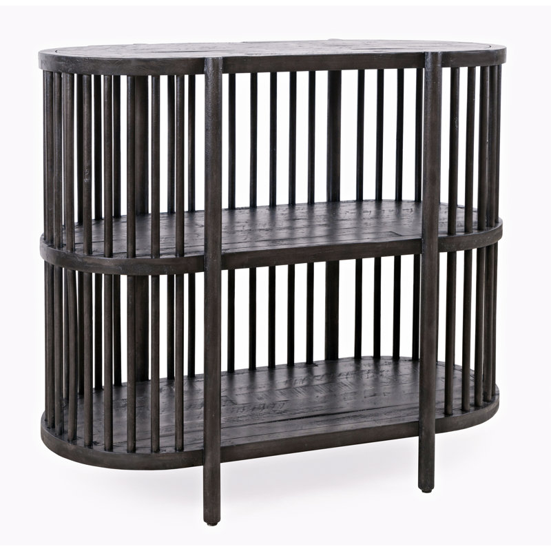36'' Solid Wood Top Console Table, Black Wash