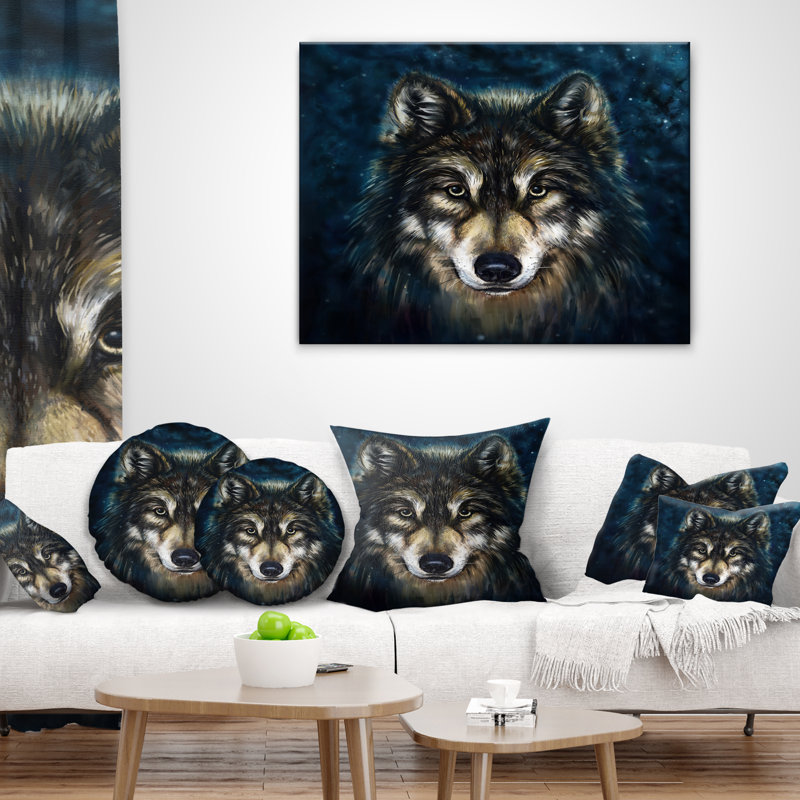 Coussin lombaire loup animaux souriant