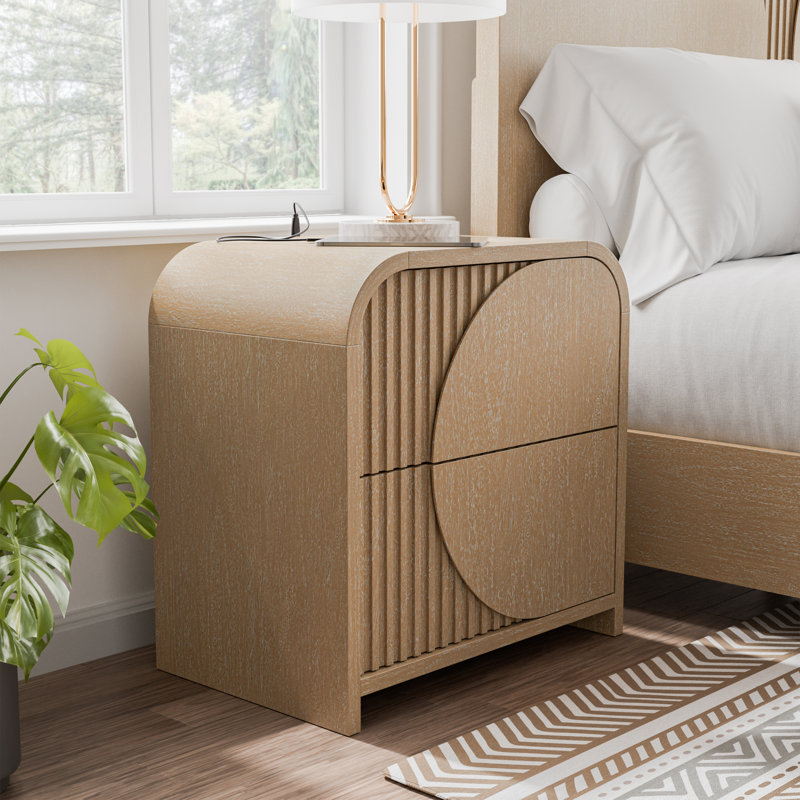 Makel 26"W 2-Drawer Nightstand with USB Charging