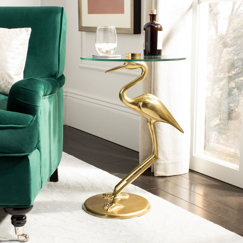 Zenobius Mirrored Glass Top End Table