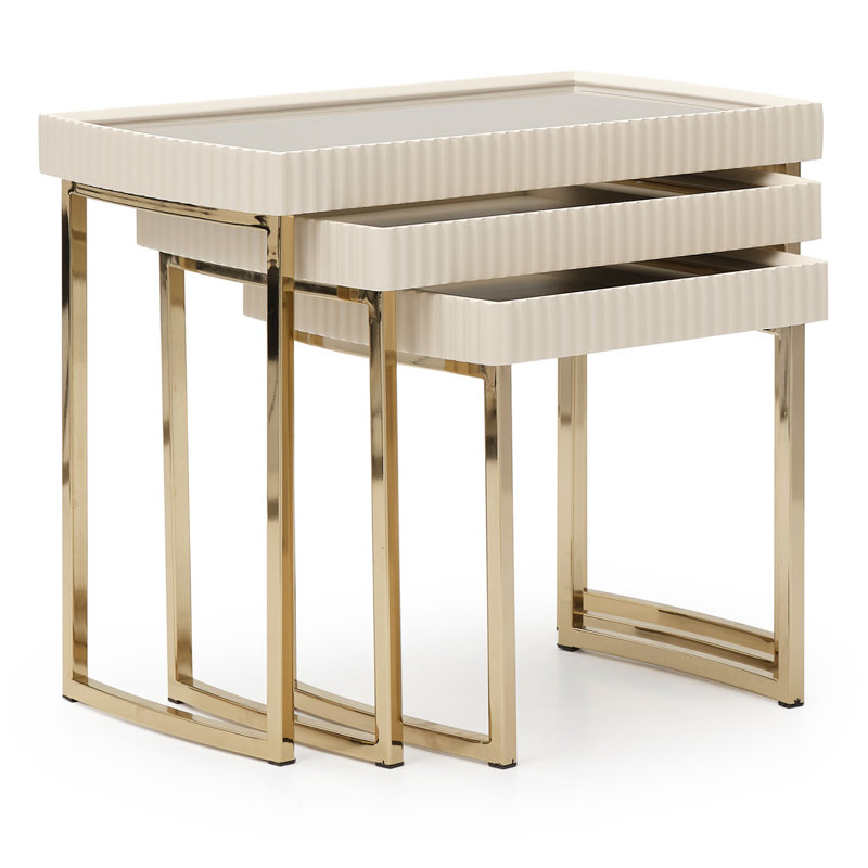 Lisbon Nesting End Table, Silken Matte Cream