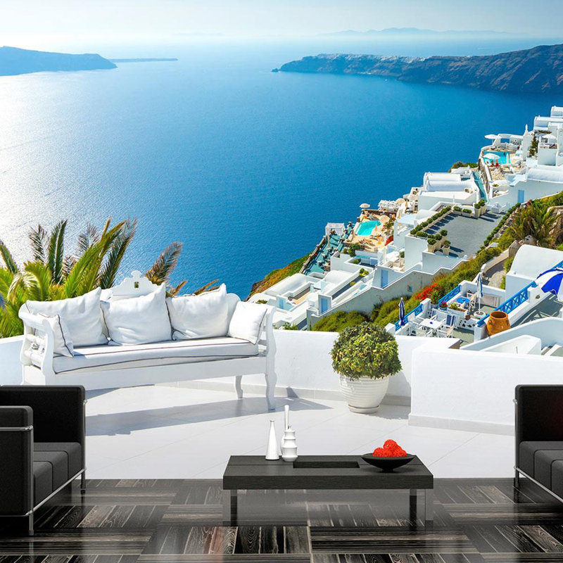 Murale Aiga View sur Santorini, L 82 po x l 118 po