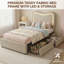 Structure de lit simple Boucle avec 2 tiroirs de rangement, lit plateforme tapissier avec tête de lit à DEL, support de lattes en bois massif, aucun sommier nécessaire pour les enfants, les adolescents-1227740224-1227740255