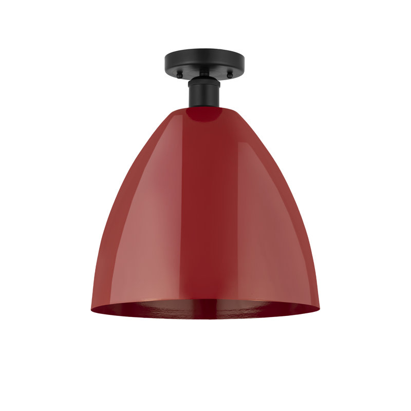 Amylee Semi Flush Mount, Matte Black, Red, 13.13" H x 12" W x 12" D