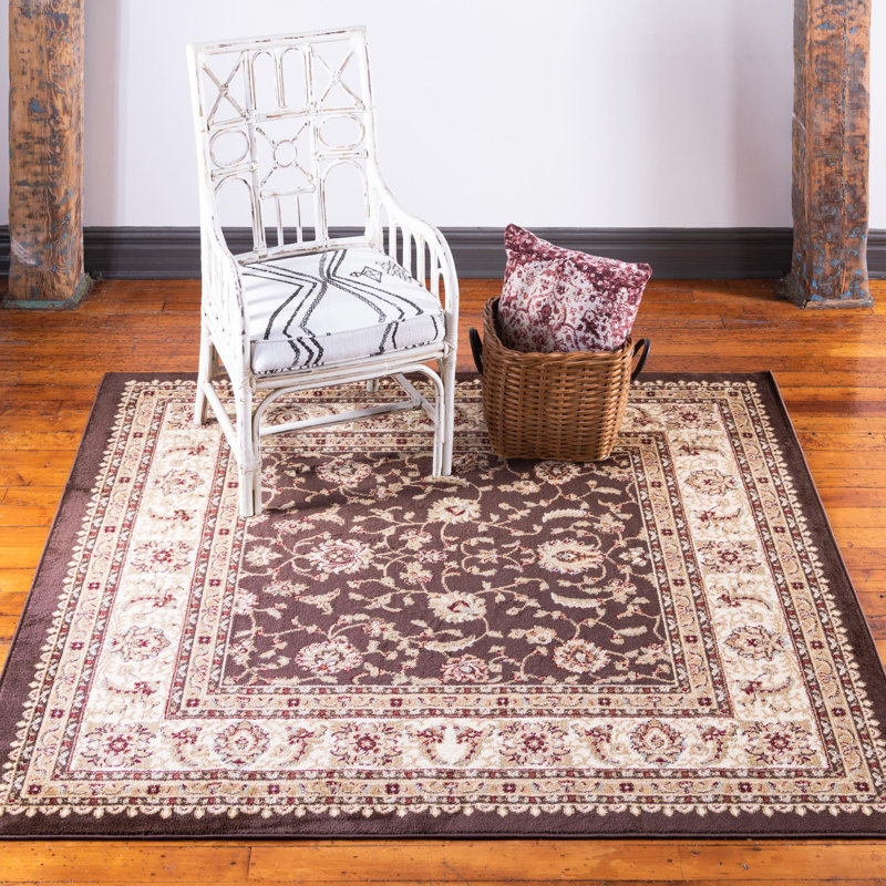 Rosaria Oriental Brown Area Rug, Square 7'1"