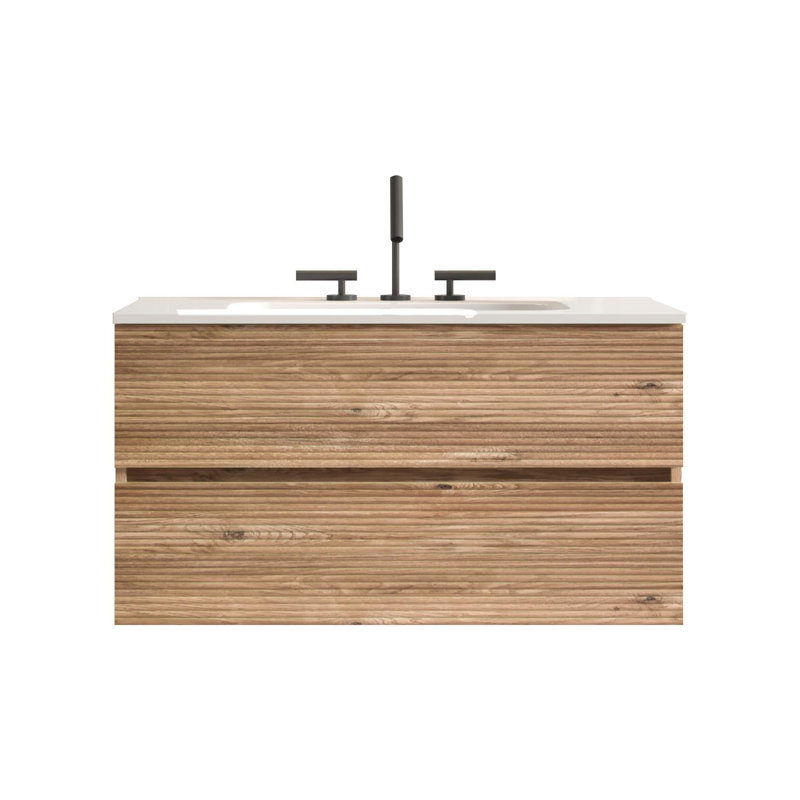 Meuble-lavabo avec lavabo en céramique à trois trous et tiroirs