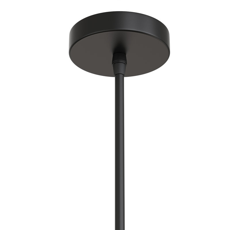 Luminaire suspendu conique en métal à 1 lumière avec texture de bois, Black