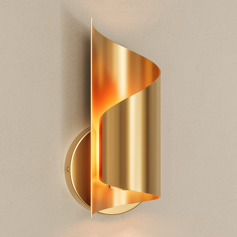 Arindra Iron Modern Wall Sconce with Novelty Shade and Metal Frame, Gold (left-twist)