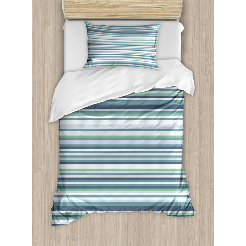Striped Farmhouse / Country Polyester Striped Duvet Cover, Twin