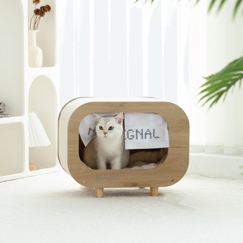 Lit pour chat Cinya, Brun / blanc 1, Grand (L 11 po x l 18,2 po)