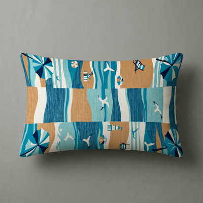 Modern Beach Life Coastal Indoor and Outdoor Pillow