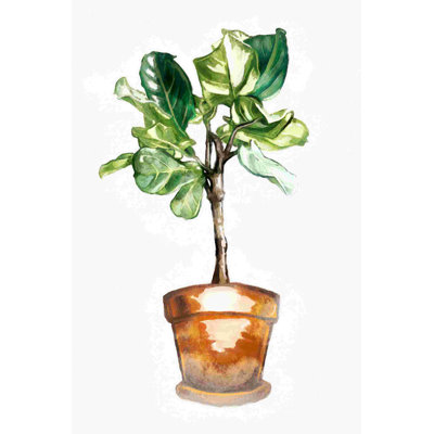 Plante en pot, aquarelle - peinture sur toile tendue