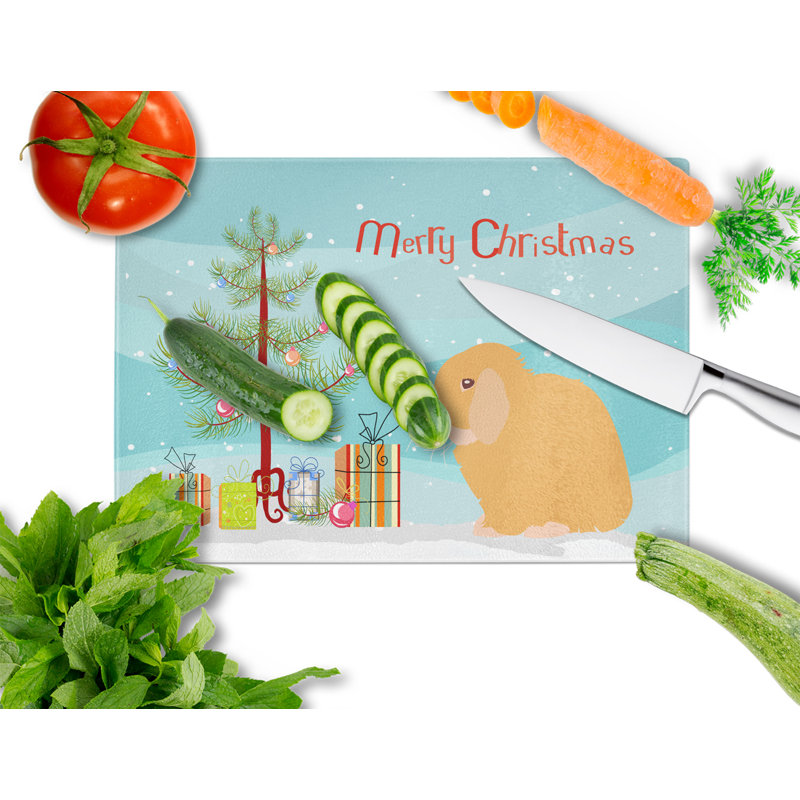 Caroline's Treasures Tempered Glass Holland Lop Rabbit Christmas Cutting Board