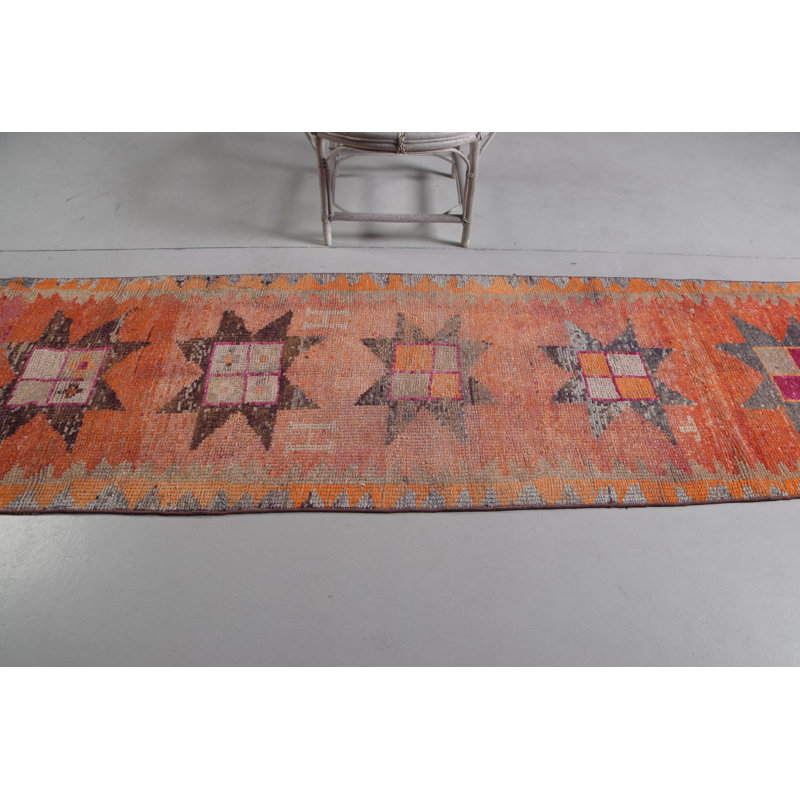 Tapis turc rétro vintage avec motif marocain biologique pour la cuisine et le salon