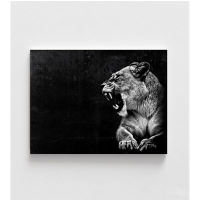 Reproduction d'art de lion, photographie de grand chat encadrée, photo d'animal sauvage, impression d'affiche de lion féroce, art mural encadré