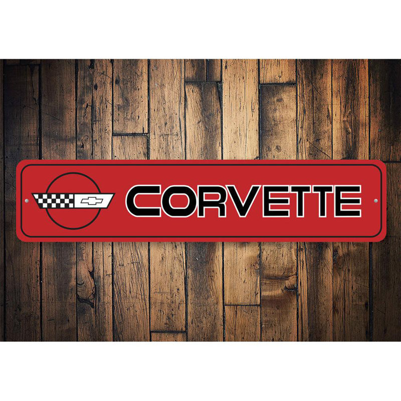 Enseigne en aluminium Corvette, H 4 po x l 18 po x P 0,04 po