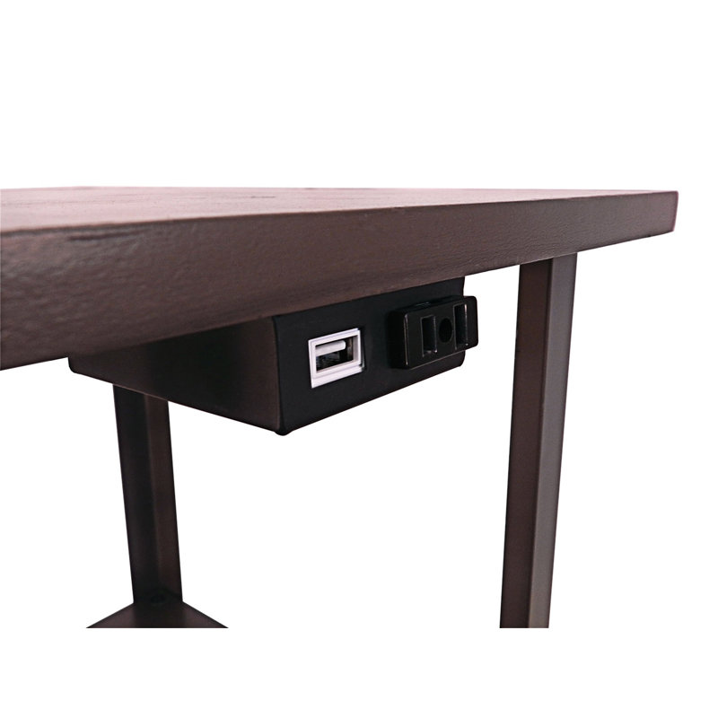 Lampe de table carrée à tablettes latérales avec centrale électrique