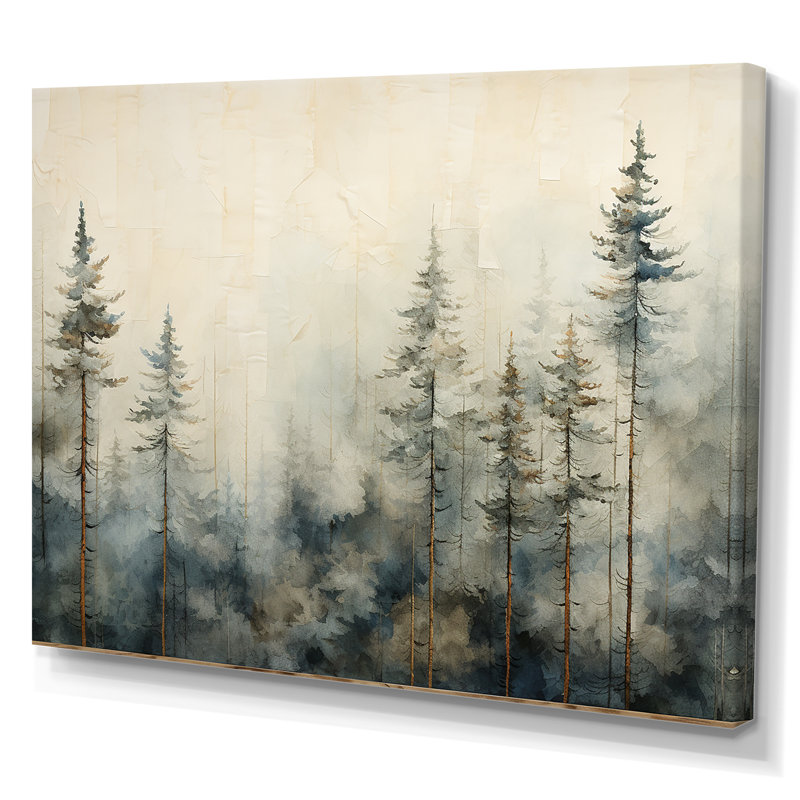Minimalisme forêt de pins d'hiver - décoration murale forêt, H 12 po x l 20 po x P 1 po, Toile tendue