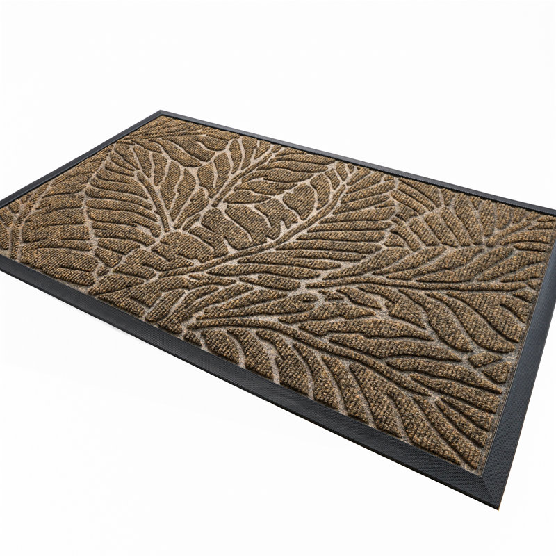 Jizel Machine Made Synthetic Fiber Indoor / Outdoor Doormat, Brown, 15" W x 24" L