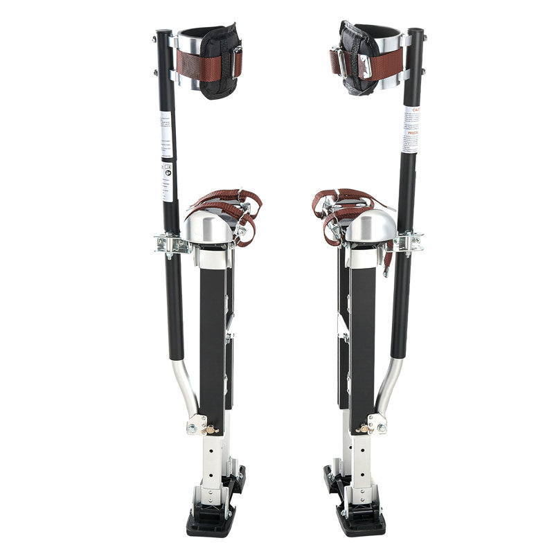 Toiles pour cloison sèche, toiles de peintre réglables en aluminium de 19,1 à 31,1 po, capacité de charge de 228 lb, pieds en caoutchouc antidérapants, double amortissement par ressorts, sangles de pieds confortables pour la peinture, la décoration, noir