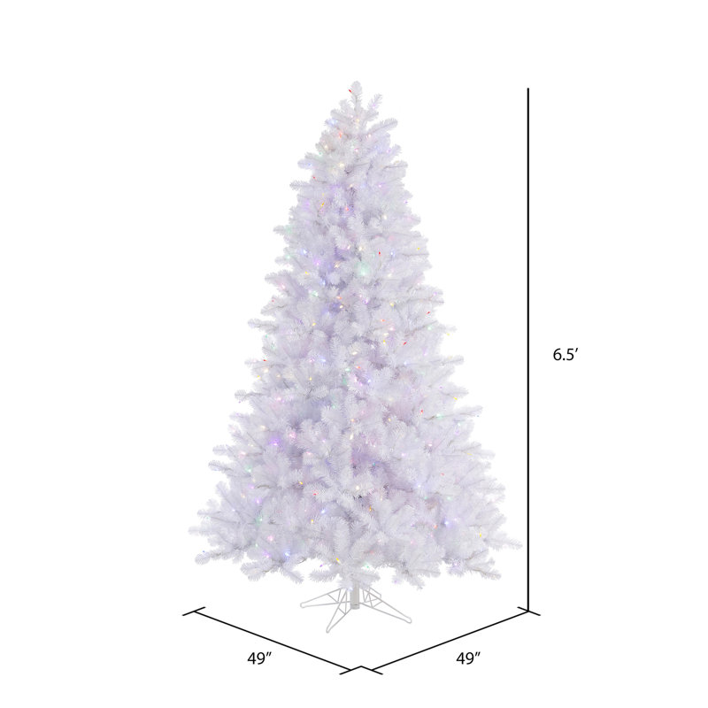 Crystal White Pine Artificial Christmas Tree with LED Multi Colored Lights with Stand, 6.5' H, Multi-colored LED