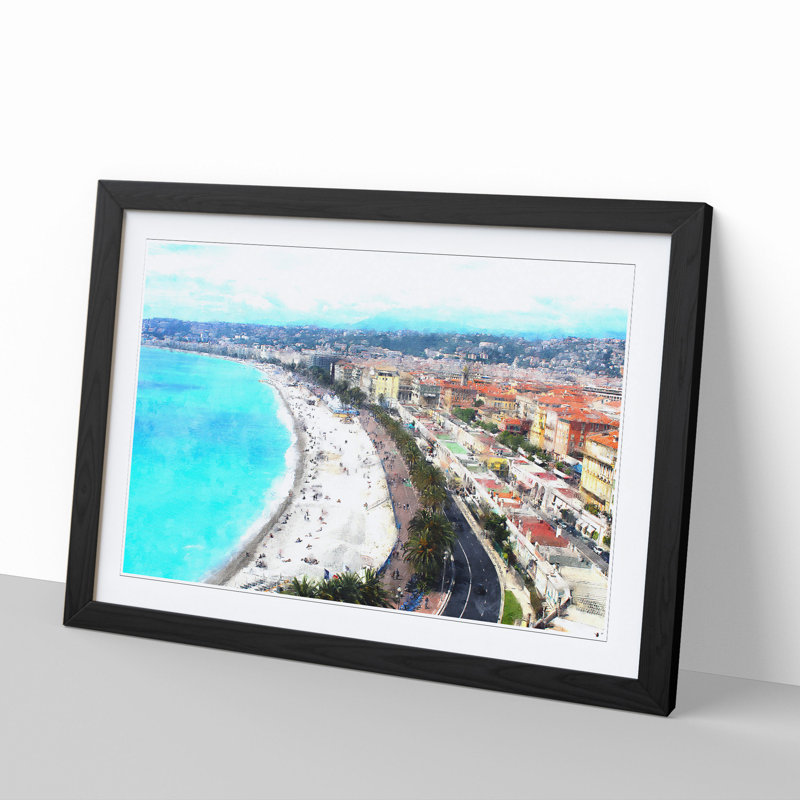 Nice Skyline in France - Picture Frame Graphic Art, Black Framed, 48cm H x 65cm W x 2cm D