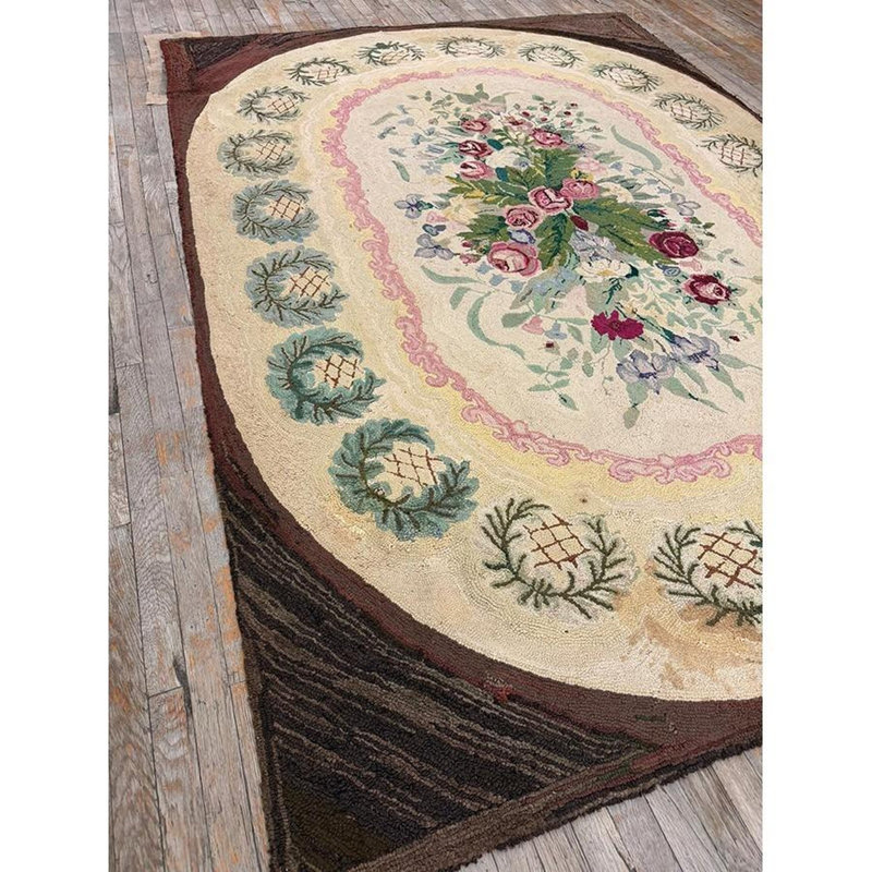Tapis beige traditionnel en laine noué à la main des années 1880