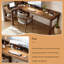 Bureau d'étude de coin en L en bois massif de style Mid-Century moderne avec garde-corps brun foncé-1672279171-1672279197