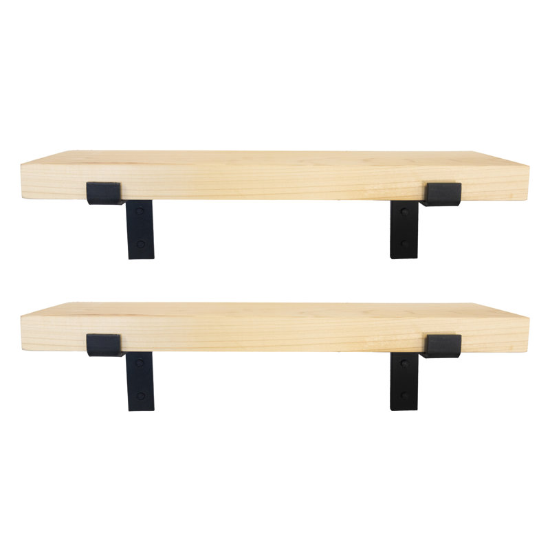 Emerald Lee 2 Piece Poplar Bracket Shelf, 2" H x 37" W x 8" D
