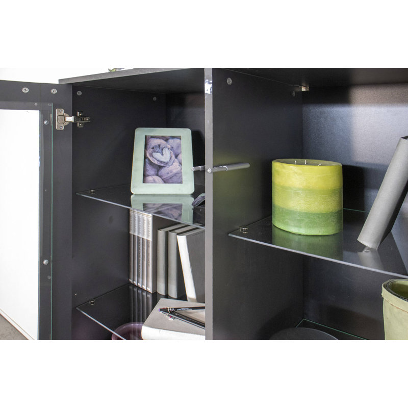 Aylssa Rectangle Accent Cabinet, Glossy Anthracite